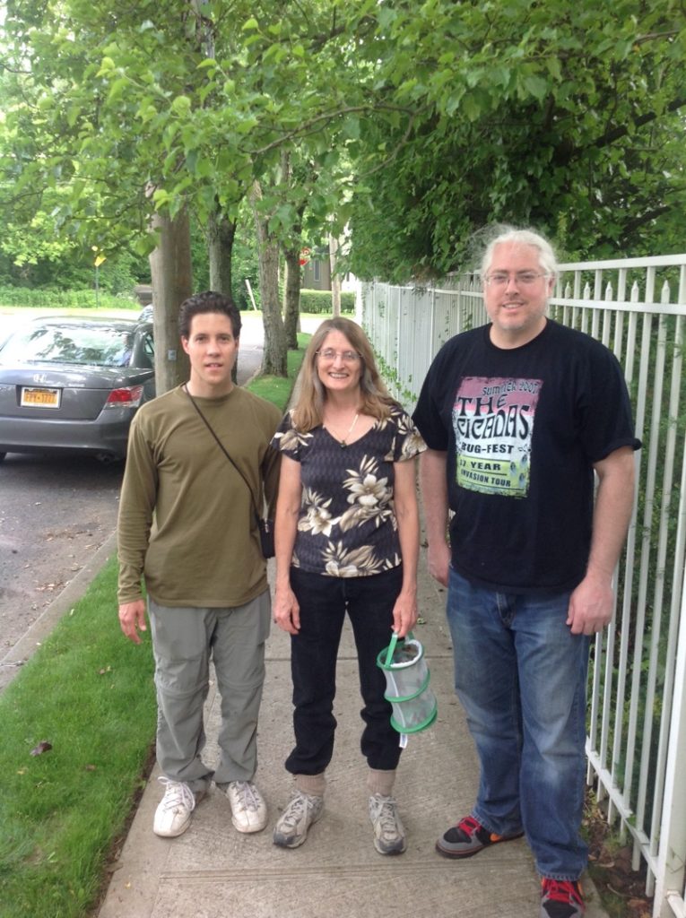 Elias Bonaros (left) Chris Simon of Uconn (middle) Dan Mozgai (right) looking for cicadas