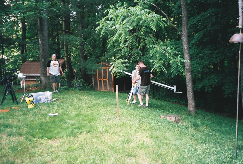 Samuel Orr filing in Roy's parent's backyard