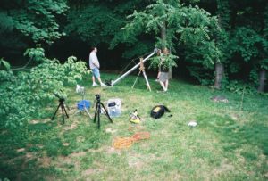 Samuel Orr filing in Roy's parent's backyard