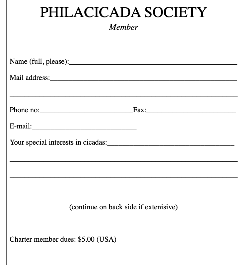 old Philacicada society form