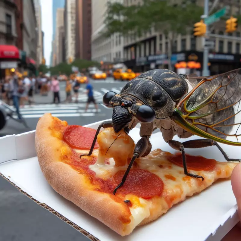 AI Cicada Eating Pizza