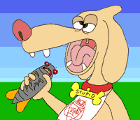This is a cartoon of a dog about to eat a cicada This is a cartoon of a dog about to eat a cicada